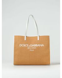 Dolce & Gabbana - Borsa in rafia e pelle - Lyst