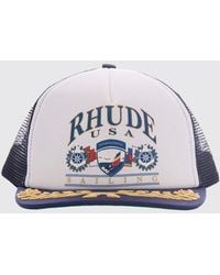 Rhude - Cotton And Mesh Nylon Baseball Cap With Printed Logo - Lyst