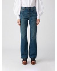 Chloé - Chlo&Eacute Flared Cotton Denim Trousers - Lyst