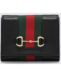 Gucci - Horsebit Calfskin Wallet With Web Detail - Lyst