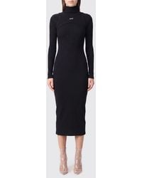 Off-White c/o Virgil Abloh - Cotton Knit Sheath Midi Dress With Polo Neck - Lyst