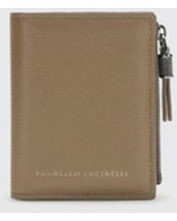 Brunello Cucinelli - Grained Leather Wallet With Shiny Zipper Pull - Lyst
