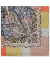Etro - Bufanda Cuadrada De Seda, Cachemir Y Lana Con Estampado Paisley - Lyst