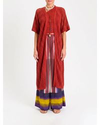 Twinset - Perforated Cotton Blend Long Cardigan - Lyst