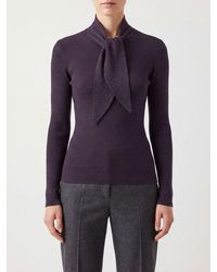 P.A.R.O.S.H. - P.A.R.O..H. Slim Fit Pure Wool V-Neck Sweater With Scarf Neck - Lyst