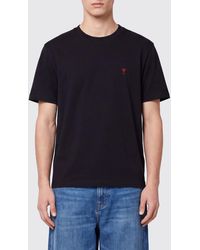 Ami Paris - Organic Cotton Crewneck T-Shirt With Ami De Coeur Embroidery - Lyst