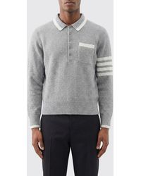 Thom Browne - Linen And Cotton Knit Polo Shirt - Lyst