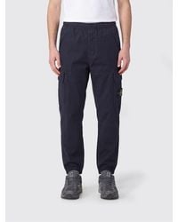 Stone Island - Wool Blend Cargo Trousers With Compass Logo Patch - Lyst