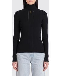 Elisabetta Franchi - Slim Fit Ribbed Viscose Knit Polo Neck With Logo - Lyst