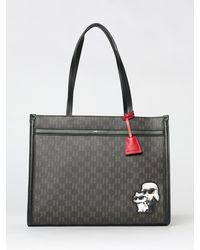 KARL LAGERFELD - Ikon Monogram Synthetic Leather Bag With All-Over Logo - Lyst
