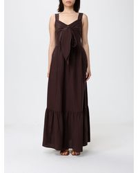 Liu Jo - Long Cotton Off-The-Shoulder Dress With Tie-Waist Belt - Lyst