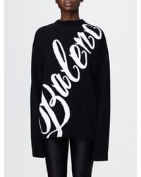 Balenciaga - Cotton Blend Sweater With Maxi Logo - Lyst