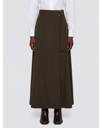 Burberry - High-Waisted Pure Wool Midi Wrap Skirt With Side Buckle - Lyst