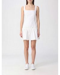 Pinko - Enna Off-The-Shoulder Square Neck Cotton Mini Dress - Lyst