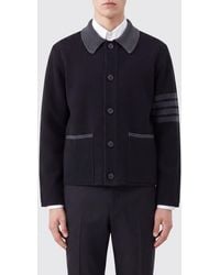 Thom Browne - Cárdigan De Lana Con Cuello Clásico Y Motivo 4-Bar Icónico - Lyst