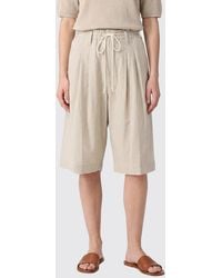 Y's Yohji Yamamoto - Knee-Length Linen And Cotton-Blend Shorts With High-Waist And Adjustable Drawstring - Lyst