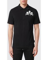 Philipp Plein - Slim Fit Cotton Polo Shirt With Skull Print And Hexagon Logo - Lyst