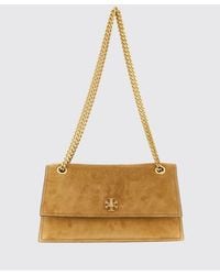 Tory Burch - Kira Suede Shoulder Bag With Double T Logo And Chain Strap - Lyst