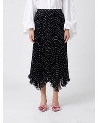 Valentino - Polka Dot Silk Midi Skirt - Lyst