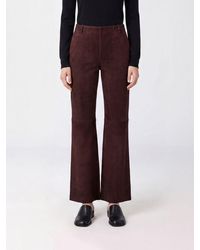 Stouls - Striped Suede Lambskin Flared Trousers With A Slim Fit - Lyst
