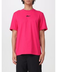 MSGM - Crew-Neck Cotton T-Shirt With Embroidered Logo On The Chest - Lyst