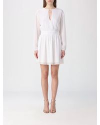Giovanni bedin - Slim Fit Cotton Mini Dress With V-Neck And Long Sleeves - Lyst