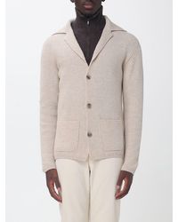 Altea - Slim Fit Virgin Wool V-Neck Cardigan With Patch Pockets - Lyst