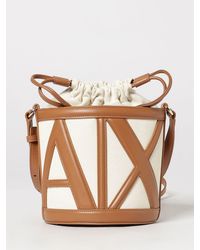 ARMANI EXCHANGE - Canvas And Faux Leather Bucket Bag - Lyst