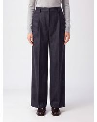 Filippa K - Pinstripe Wide Leg Trousers With High Waist And Pleats - Lyst