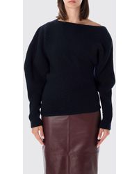 Alberta Ferretti - Draped Wool And Silk Jumper With Asymmetric Neckline - Lyst