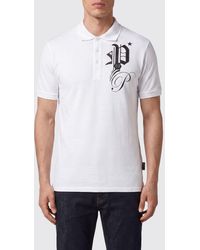 Philipp Plein - Cotton Polo Shirt With Monogram Logo And Three-Button Placket - Lyst