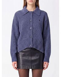The Attico - Wool And Cashmere Polo Cardigan With Embroidered Logo And Dropped Shoulders - Lyst