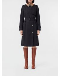 Burberry - Cotton Double-Breasted Trench Coat With Belt And Check Collar - Lyst