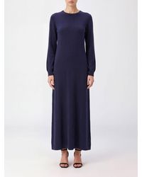Malo - Long Pure Cashmere Dress With Crew Neck And Long Sleeves - Lyst