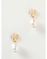 Tory Burch - Pendientes Kira De Latón Chapado En Con Perlas Sintéticas - Lyst