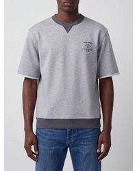 Brunello Cucinelli - Short-Sleeved Cotton Crewneck Sweatshirt With Embroidered Logo - Lyst