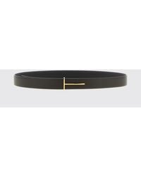 Tom Ford - Reversible Calfskin Leather Belt With T Logo Buckle - Lyst