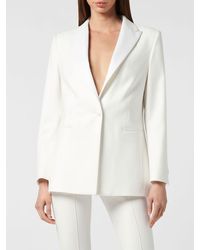 Philipp Plein - Single-Breasted Cropped Wool-Blend Blazer With Peak Lapels - Lyst