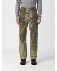 Purple - Straight Fit Cotton Denim Jeans With Embroidery And Rhinestones - Lyst