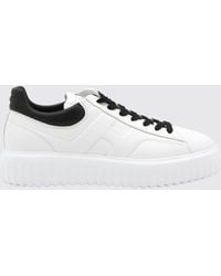 Hogan - H-Stripes Smooth Calfskin Platform Trainers With Embossed Logo - Lyst