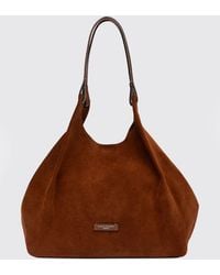 Gianni Chiarini - Suede Calfskin Leather Shoulder Bag With Double Handle - Lyst