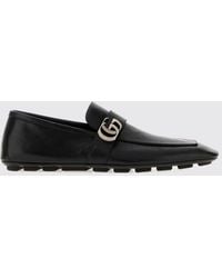 Gucci - Smooth Leather Driver Loafers With Gg Monogram - Lyst