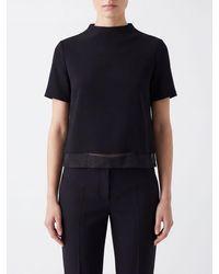 Jil Sander - Short-Sleeved Virgin Wool Top With Mock Neck And Teardrop Neckline - Lyst