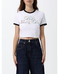 CASABLANCA - Cropped Graphic Print Organic Cotton T-Shirt - Lyst