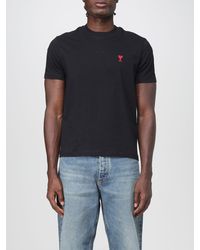 Ami Paris - Cotton T-Shirt With Embroidered Logo - Lyst