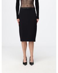 Elisabetta Franchi - High-Waisted Crêpe Midi Pencil Skirt With Slit - Lyst