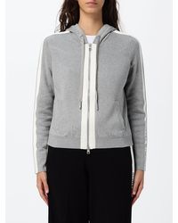 Elisabetta Franchi - Wool Blend Knit Zip-Up Hoodie With Logo Bands - Lyst