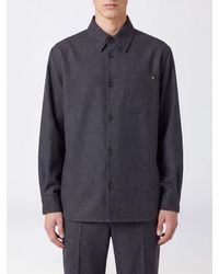 Valentino Garavani - Wool Blend Shirt Jacket With Patch Pockets And Vlogo Signature - Lyst