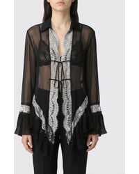 Blumarine - Viscose Shirt With Lace Inserts - Lyst