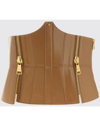 Elisabetta Franchi - Leather Bustier Belt With Monogram Logo And Tie Closure - Lyst